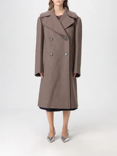 Dries Van Noten Oversized Double-breasted Coat Coats Beige In Brown