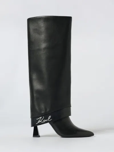 Karl Lagerfeld Debutante Tall Fold-down Boots In Black