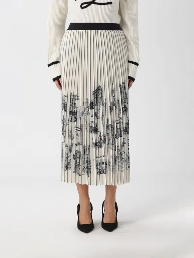 Karl Lagerfeld Paris Sketch Pleated Skirt In Neutral