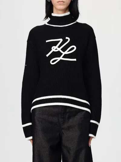 Karl Lagerfeld Turtleneck Autograph Sweater In Black