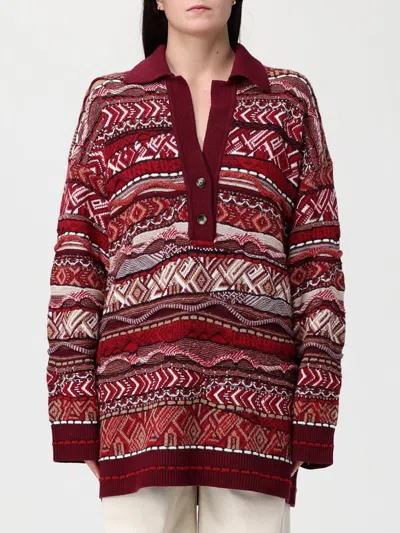 Laneus Patterned Polo Knitwear In Burgundy
