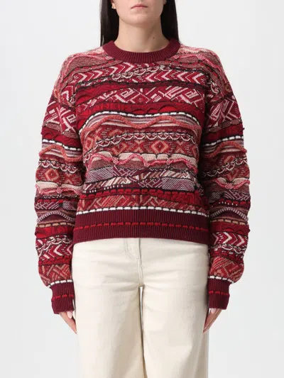 Laneus Patterned-jacquard Sweater In Burgundy