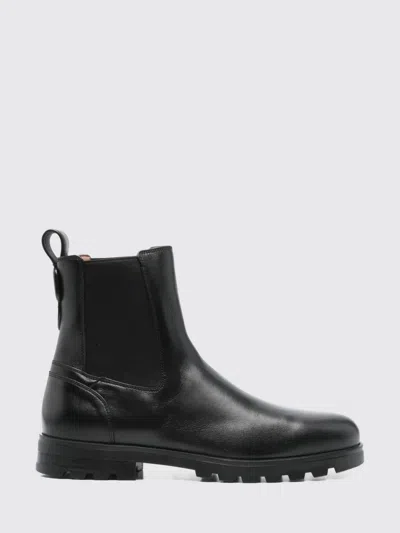 Santoni Elastic-panel Leather Boots In Black