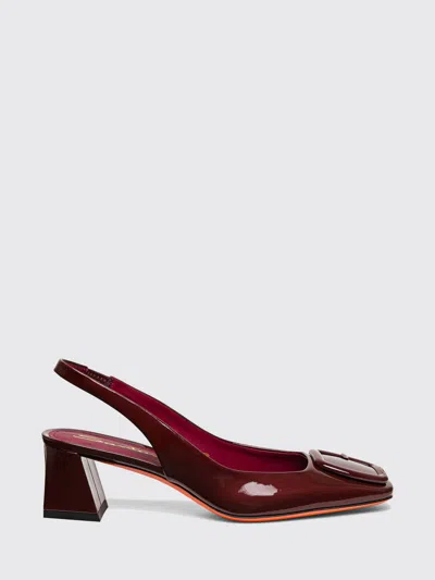 Santoni 50mm Buckle Patent Leather Pumps In Burgundy