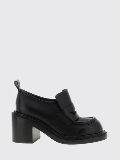Moschino Block Heel Loafers Pull Tab In Black