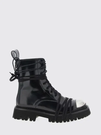 Moschino Combat Boot In Calfskin In Black