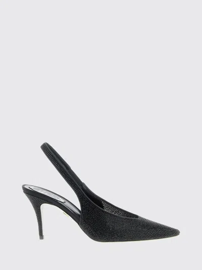 René Caovilla Textured Slingback Pump Pointed Toe In Black