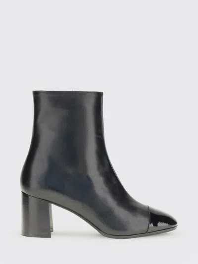 Carel Paris Leather Ankle Boots With Mid Block Heel In Black