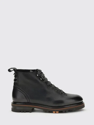 Santoni Leather Ankle Boot In Black