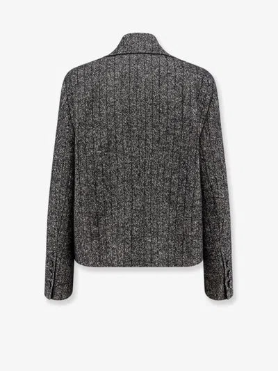 Dolce & Gabbana Striped Double-breasted Jacket In Gray