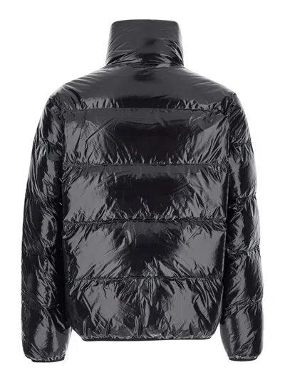 Dsquared2 Men Black Down Jacket With Logo Patch On The Front In Tech Fabric Man In Black