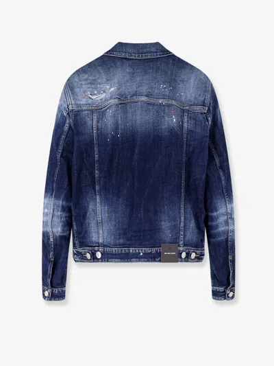 Dsquared2 Men Blue Denim Jacket In Multi
