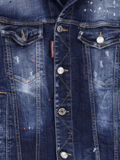 Dsquared2 Men Blue Denim Jacket In Multi