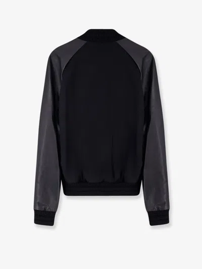 Dsquared2 Men Wool Jacket With Leather Sleeves In Black