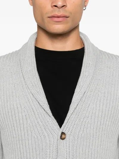 Eleventy Shawl Collar Cardigan Front Pockets In Gray