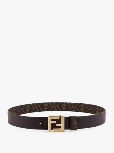 Fendi Ff Square Reversible Leather Belt In Multi