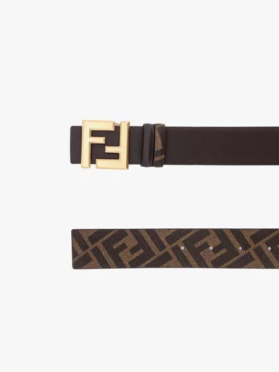 Fendi Ff Square Reversible Leather Belt In Multi