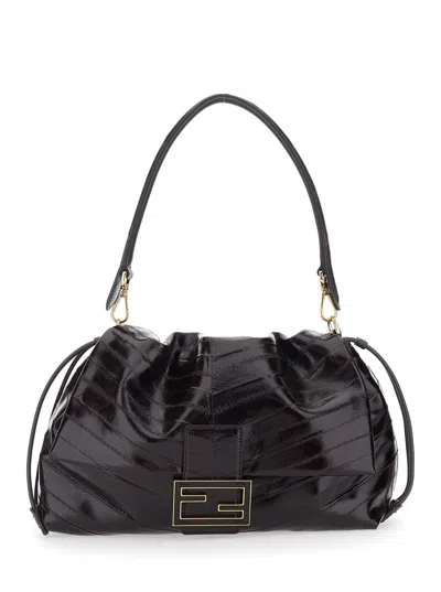 Fendi Women 'mamma Baguette Medium' Brown Shoulder Bag With Ff Closure On The Front In Leather Woman In Multi