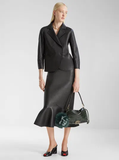 Fendi Women 'mamma Baguette Medium' Brown Shoulder Bag With Ff Closure On The Front In Leather Woman In Multi