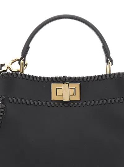 Fendi Women 'mini Peekaboo' Black Handbag With Twist Lock In Leather Woman In Multi