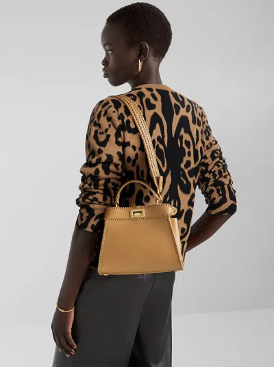 Fendi Women 'mini Peekaboo' Black Handbag With Twist Lock In Leather Woman In Multi