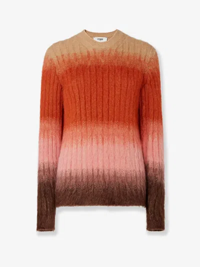 Fendi Gradient Mohair And Wool Fitted Jumper Clothing In Multi