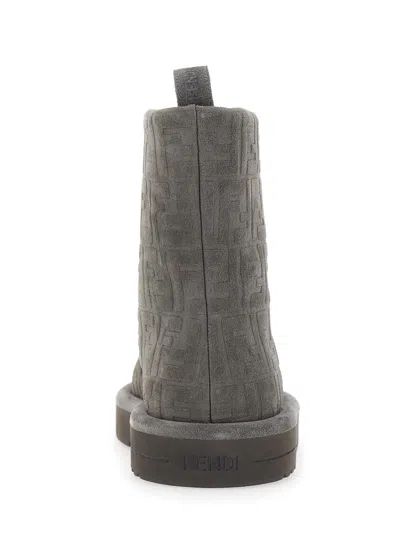Fendi 25mm Apres Chic Embossed-ff Boots In Gray