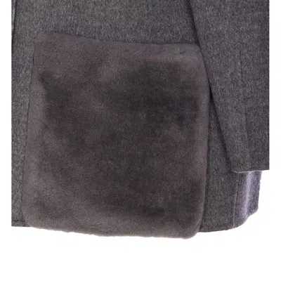 Fendi Women Wool Blouson With Mink Pockets And Inner Ff Logo In Gray