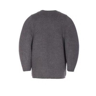 Fendi Women Wool Blouson With Mink Pockets And Inner Ff Logo In Gray