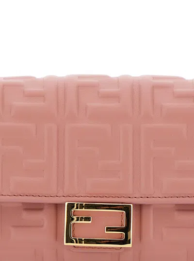 Fendi Wallet On Chain Baguette In Macaron Nappa Leather In Pink