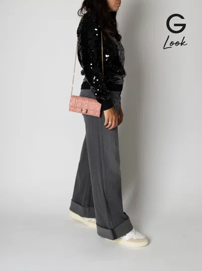 Fendi Wallet On Chain Baguette In Macaron Nappa Leather In Pink