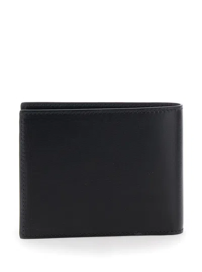Ferragamo Florence Black Bi-fold Wallet With Logo Lettering On The Front In Leather Man In Black