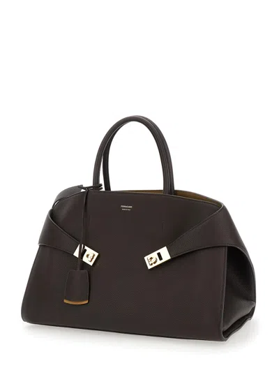 Ferragamo Brown Mini Hug Bicolor Bag In Brown