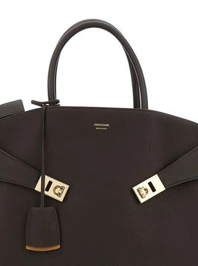 Ferragamo Brown Mini Hug Bicolor Bag In Brown