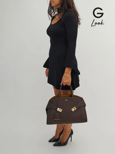 Ferragamo Brown Mini Hug Bicolor Bag In Brown