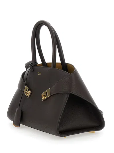 Ferragamo Brown Mini Hug Bicolor Bag In Brown