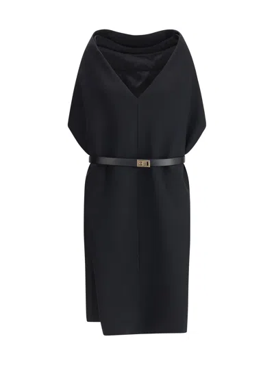 Ferragamo Women Belted Midi Dress In Black