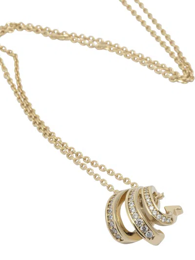 Ferragamo Multi-layered Crystal Pendant Necklace In Gold