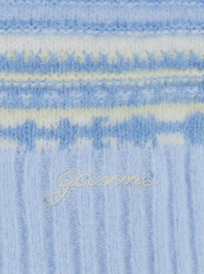 Ganni Women Multicolor Knit Vest With Stripe Motif In Wool Woman In Multi