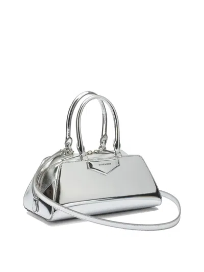 Givenchy Silver Calf Leather Crossbody Bag In Silver