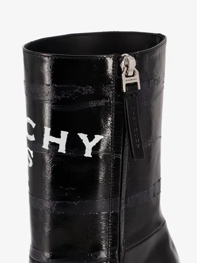 Givenchy Sliced Square Patent Leather Ankle Boots In Black