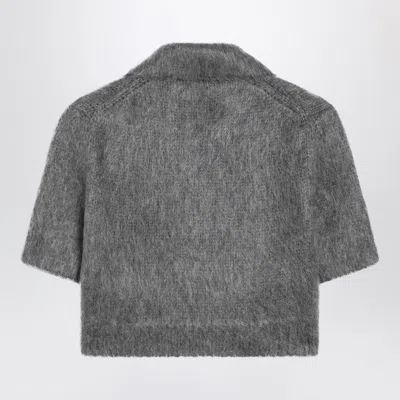 Gucci Mohair-blend Polo Sweater In Gray