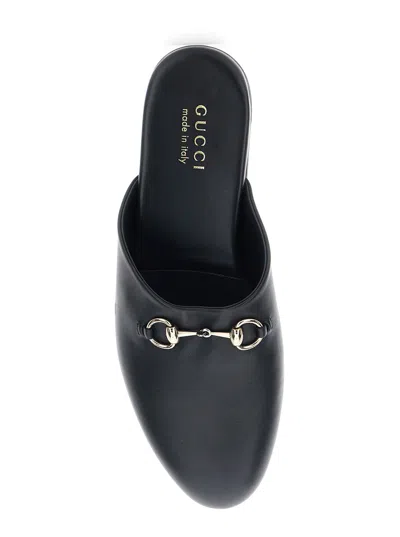 Gucci Men Black Mule With Horsebit On The Front In Smooth Leather Man In Black