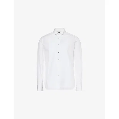 Corneliani Mens Optical White Bib Front Regular-fit Cotton Tuxedo Shirt In White