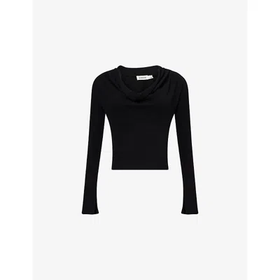 Simkhai Womens Black Natia Cowl-neck Wool-blend Top In Black