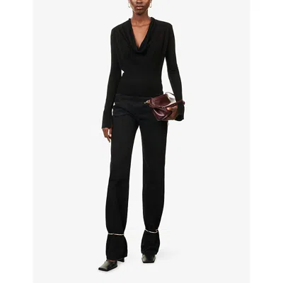 Simkhai Womens Black Natia Cowl-neck Wool-blend Top In Black