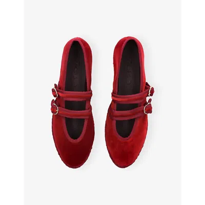 Flabelus Velvet Claire Mary Janes In Red