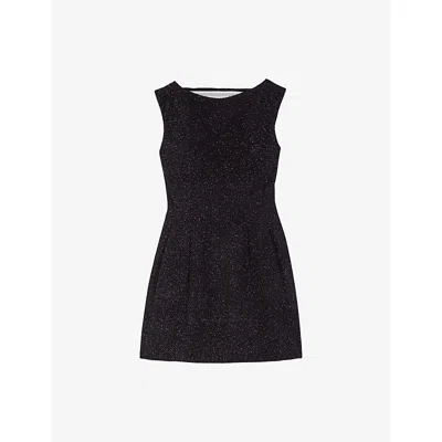 Maje Womens Black Sleeveless Rhinestone-embellished Stretch-woven Mini Dress In Black