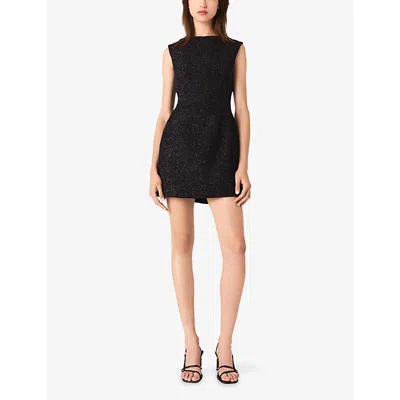 Maje Womens Black Sleeveless Rhinestone-embellished Stretch-woven Mini Dress In Black
