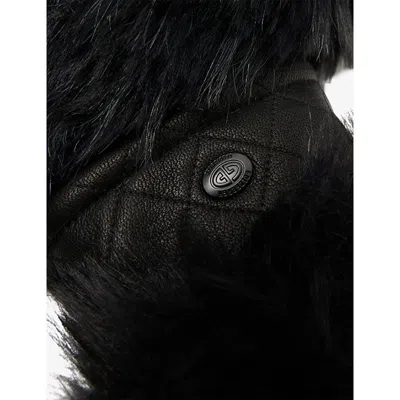 Goldbergh Womens 9000 Black Hill Faux-fur Leather Mittens In Black